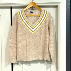 Talbots tan varsity cotton blend sweater